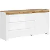 Buffet Petits meubles - Hella - 156 x 42 x 84cm - Blanc et bois