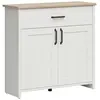 Buffet Petits meubles - Aksel - 102 x 37 x 99cm - Blanc et bois