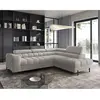BESTMOBILIER Elisa - canapé d'angle droit 5 places convertible avec coffre et têtières réglables en tissu bouclette - Taupe