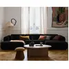 LISA DESIGN Ray - canapé panoramique en U 7 places en tissu texturé - Noir