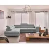 BESTMOBILIER Zaria - canapé d'angle gauche - convertible avec coffre et têtières réglables - 5 places - en velours côtelé - Gris clair