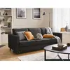 LISA DESIGN Jake - canapé 3 places - convertible - avec coffre - en velours côtelé - Gris foncé