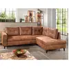 BESTMOBILIER Canapé d'angle L 5 places Convertible Industriel vintage Droit Marron