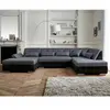 LISA DESIGN Vermont - canapé panoramique d'angle droit - 7 places - XXL - Noir / Gris