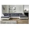 LISA DESIGN Vermont - canapé panoramique d'angle gauche - 7 places - XXL - Blanc / Gris