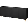 Buffet bas Sanna - 200 cm - style contemporain - Noir - BESTMOBILIER