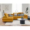 BESTMOBILIER Pablo - canapé d'angle gauche - 5 places - convertible avec coffre et têtières réglables - en velours