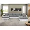 BESTMOBILIER Chuck - canapé panoramique XXL - convertible avec coffre - 7 places - droit - Gris / Blanc