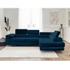 BESTMOBILIER Canapé D'angle Droit Convertible 5 Places En Velours Bleu Nuit