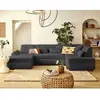 LISA DESIGN Vermont S - canapé panoramique d'angle droit 7 places en velours côtelé - Gris foncé