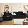 LISA DESIGN Zaria - canapé d'angle gauche 5 places convertible avec coffre et têtières en velours côtelé grosses côtes - Noir