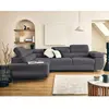 LISA DESIGN Zaria - canapé d'angle gauche 5 places convertible avec coffre et têtières en velours côtelé grosses côtes - Gris