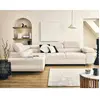 LISA DESIGN Zaria - canapé d'angle gauche 5 places convertible avec coffre et têtières en velours côtelé grosses côtes - Beige
