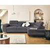 LISA DESIGN Zaria - canapé d'angle droit 5 places convertible avec coffre et têtières en velours côtelé grosses côtes - Gris