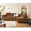 LISA DESIGN Zaria - canapé d'angle droit 5 places convertible avec coffre et têtières en velours côtelé grosses côtes - Rouille