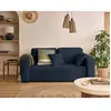 BESTMOBILIER Miro - canapé droit 2 places - en velours texturé - Bleu