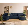 BESTMOBILIER Miro - canapé panoramique en U 7 places - convertible avec coffre - en velours texturé - Bleu