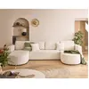 BESTMOBILIER Miro - canapé panoramique en U 7 places - convertible avec coffre - en velours texturé - Beige