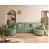 BESTMOBILIER Miro - canapé panoramique en U 7 places - convertible avec coffre - en velours texturé - Vert sauge