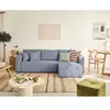 BESTMOBILIER Canapé d'angle réversible Topaze - 4 places - convertible avec coffre - en velours texturé - Bleu grisé