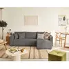 BESTMOBILIER Topaze - canapé d'angle réversible - 4 places - convertible avec coffre - en velours texturé - Gris foncé