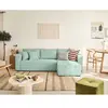 BESTMOBILIER Topaze - canapé d'angle réversible - 4 places - convertible avec coffre - en velours texturé - Bleu