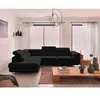 BESTMOBILIER Zaria - canapé d'angle gauche - convertible avec coffre et têtières réglables - 5 places - en velours côtelé - Noir