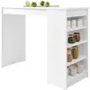 BESTMOBILIER Drazic - table de bar avec rangements - blanc - de 2 à 4 personnes - Blanc