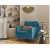 Charlie - fauteuil - pieds hauts - en velours côtelé - Bleu canard
