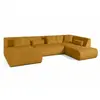BESTMOBILIER Onyx - canapé panoramique d'angle droit 7 places - en velours côtelé - Jaune