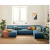 BESTMOBILIER Onyx - canapé panoramique d'angle droit 7 places - en velours côtelé - Bleu