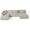 LISA DESIGN Onyx - canapé panoramique d'angle gauche 7 places - en velours côtelé - Beige