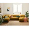 LISA DESIGN Onyx - canapé panoramique d'angle gauche 7 places - en velours côtelé - Jaune