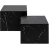 LISA DESIGN Pueblo - lot de deux tables basses - effet marbre noir - 58 et 50 cm - Noir