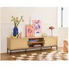 BESTMOBILIER Nagato - meuble tv - bois - 180 cm - Bois / Noir