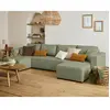 BESTMOBILIER Topaze - canapé panoramique - 7 places - convertible avec coffre - en tissu - Vert