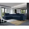 BESTMOBILIER Talisay - canapé d'angle gauche - 5 places - convertible avec coffre - en velours - Bleu marine