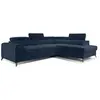 BESTMOBILIER Talisay - canapé d'angle droit - 5 places - convertible avec coffre - en velours - Bleu marine