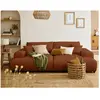 LISA DESIGN Garance - canapé droit 3 places double méridienne - en velours côtelé - Terracotta