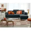 BESTMOBILIER Alicante - canapé d'angle réversible convertible avec têtières - coffre - 4 places - en tissu texturé - Bleu grisé