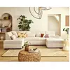 LISA DESIGN Vermont S - canapé panoramique d'angle gauche 7 places en velours côtelé - Beige