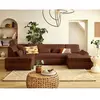 LISA DESIGN Vermont S - canapé panoramique d'angle gauche 7 places en velours côtelé - Terracotta
