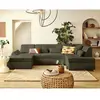 LISA DESIGN Vermont S - canapé panoramique d'angle droit 7 places en velours côtelé - Vert Kaki