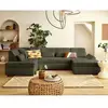 LISA DESIGN Vermont S - canapé panoramique d'angle gauche 7 places en velours côtelé - Vert Kaki