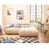 LISA DESIGN Matera - canapé d'angle droit 3 places avec têtières réglables en tissu texturé - Beige
