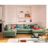 LISA DESIGN Anna - canapé panoramique d'angle gauche 7 places convertible avec coffre en velours texturé - Vert sauge