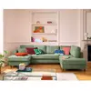 LISA DESIGN Anna - canapé panoramique d'angle droit 7 places convertible avec coffre en velours texturé - Vert sauge