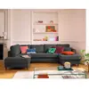 LISA DESIGN Anna - canapé panoramique d'angle gauche 7 places convertible avec coffre en velours texturé - Gris Anthracite