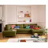 LISA DESIGN Anna - canapé panoramique d'angle gauche 7 places convertible avec coffre en velours texturé - Vert Olive