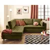 LISA DESIGN Anna - canapé d'angle gauche 5 places convertible en velours texturé - Vert Olive